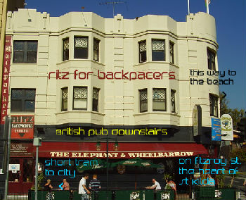 the outside of the ritz backpackers in melbourne