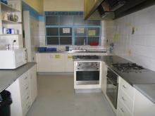 kitchen area at global backpackers