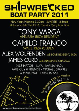 nye shipwrecked boat party What's on in Sydney New South Wales - Shipwrecked Boat Party 2011