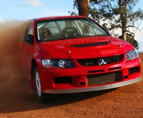 a red car rally driving