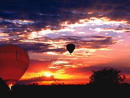 ballooning at sunrise in the outback