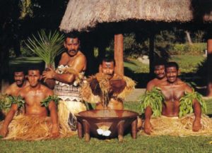 fijian men performing a kava ceremony