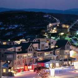 town of hotham in the snowy mountains at night