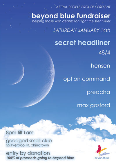 Beyond Blue Fundraiser at GOODGOD Small Club - 14th Jan