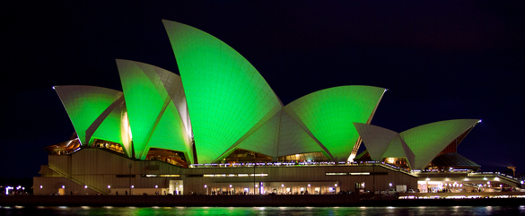 Sydney Opera House goes green for St Pat's Day