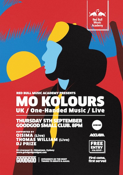 RBMA presents Mo Kolours at Goodgod Sydney poster