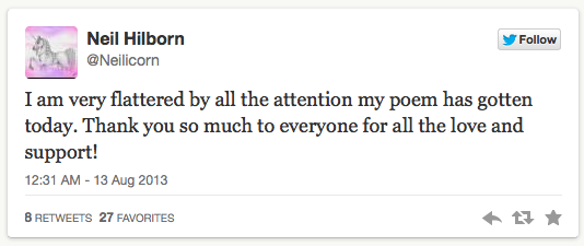 Hilborn's response to the internet's response to his poetry