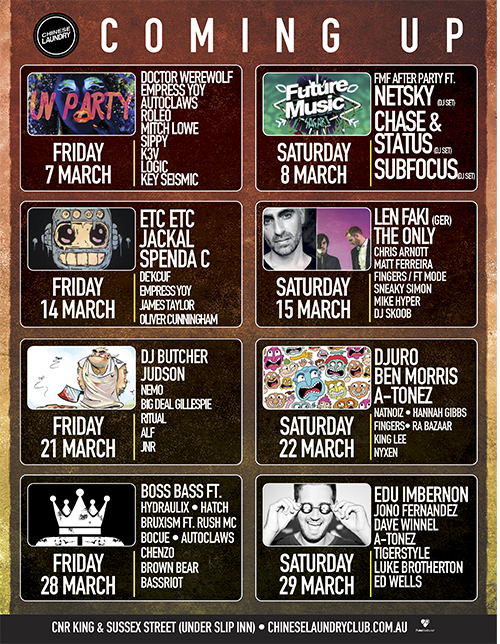 Chines Laundry Events March 2014