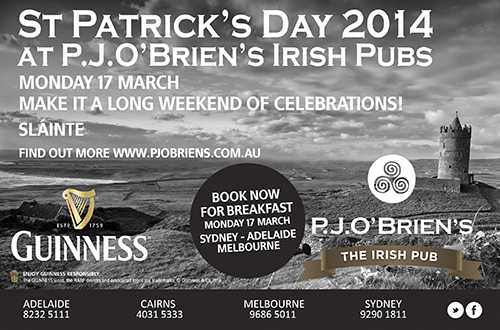 P.J O'Brien's St Patrick's Day Advert