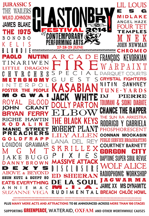 Glastonbury 2014 Line-up poster