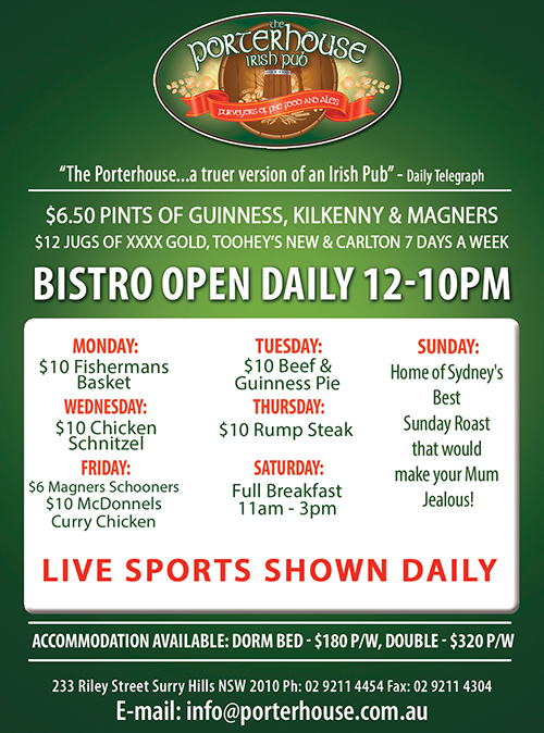 Sydney Porterhouse Pub Deals