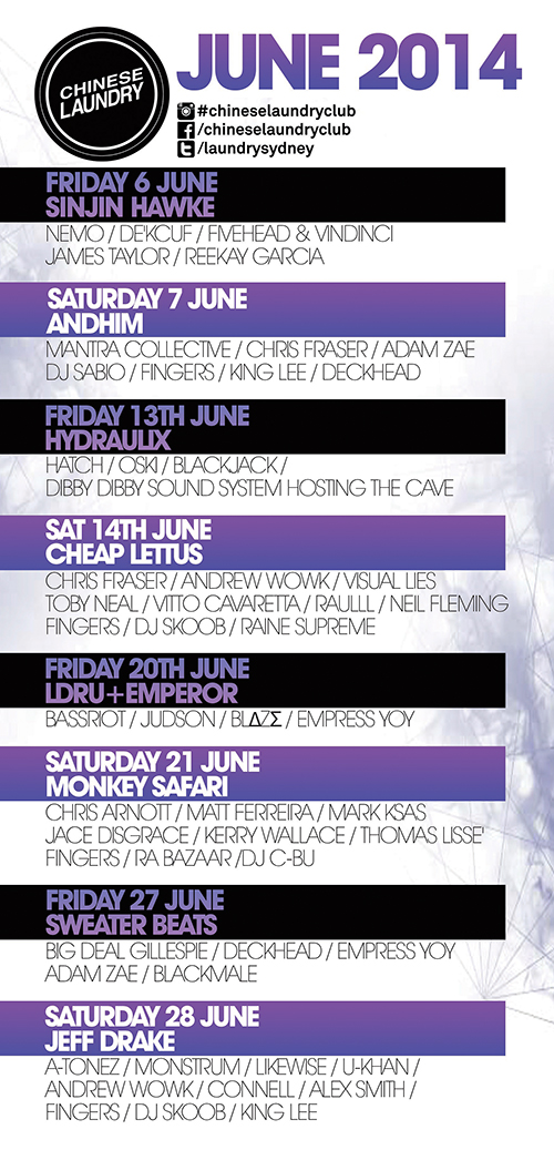 DJs playing Chinese Laundry June