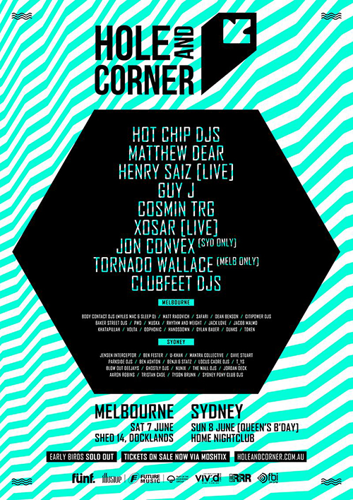 Line-up for HOLEANDCORNER Sydney and Melbourne