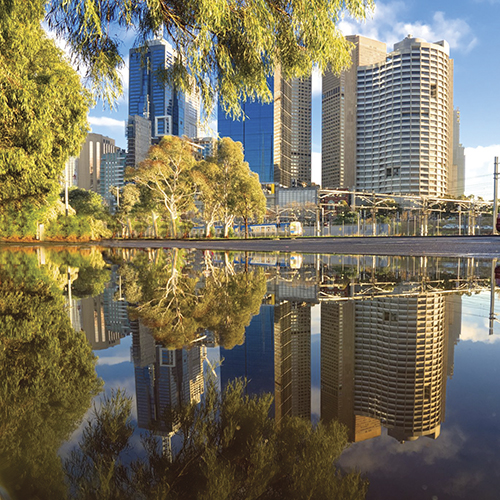 High rise buildings and river in Melbourne