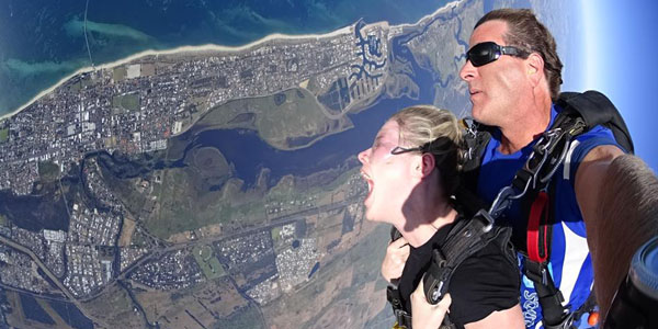 girl doing a tandem skydive