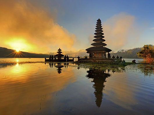 lake in bali at sunset