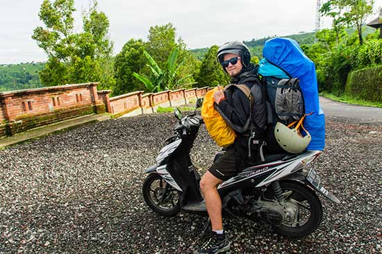 traveller on motorbike in bali