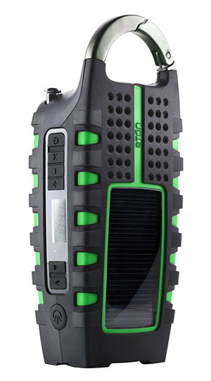 festival gadget with phone charger, radio, bottle opener and torch