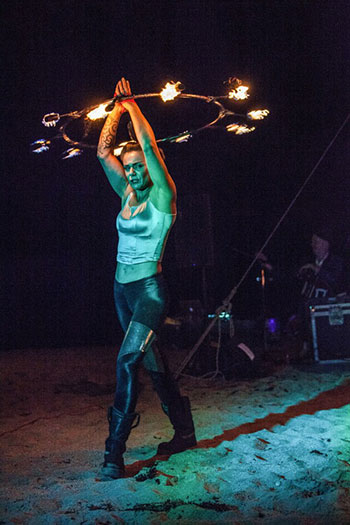 circus performer with ring of fire