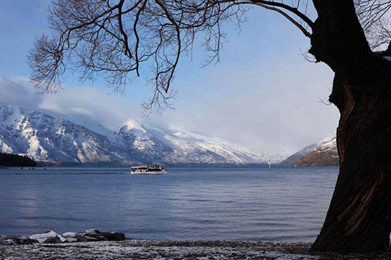 lake and mountains during winter in new zealand