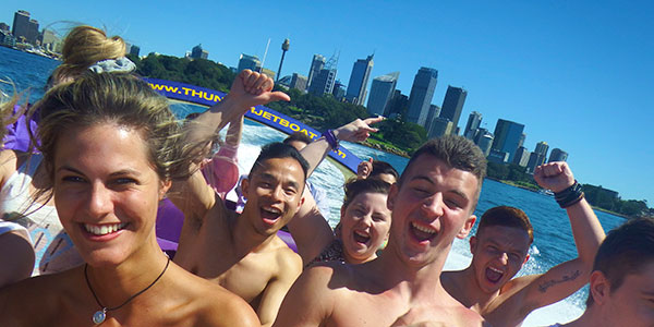 group jet boating in sydney harbour