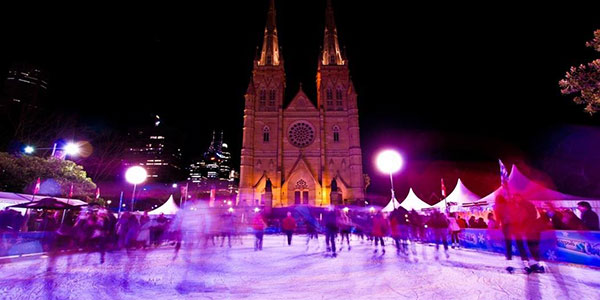 ice skating rink in sydney st mary's cathedral