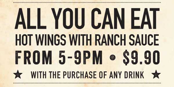 All-you-can-eat-hot-wings-bat-and-ball-hotel All you can eat hot wings meal deal