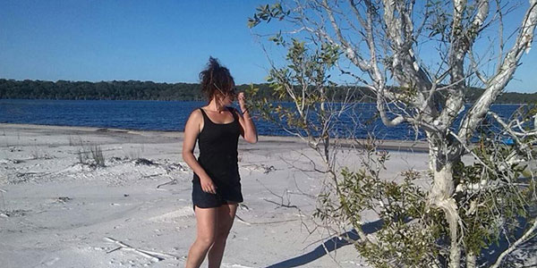 jacqui-dropbear girl standing on fraser island australia