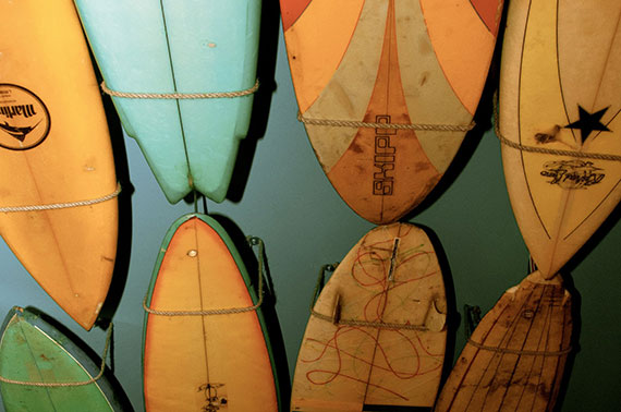 surfboards on a wall