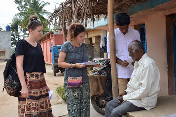 people meeting local indian villagers