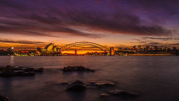 sydney-in-sunset-kel-morales sydney harbour bridge at sunset
