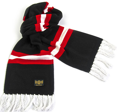 black red and white football scarf