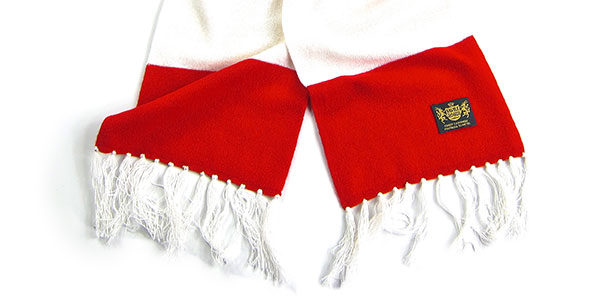 red and white football scarf