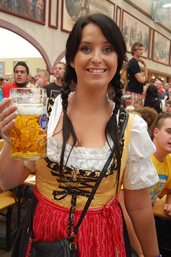oktoberfest girl drinking beer