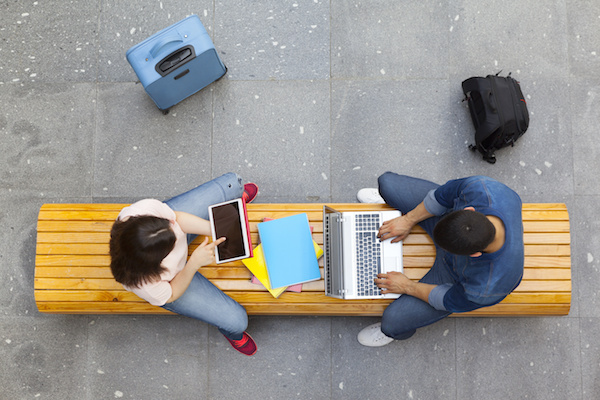 Top view of students studying at the main hall university Health Coverage for 485 Visa