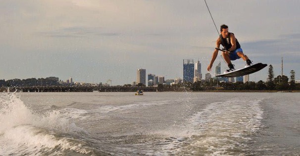 1 a man wakeboarding in perth