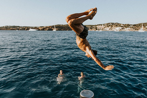 ibiza holidays 2017 man jumping into sea