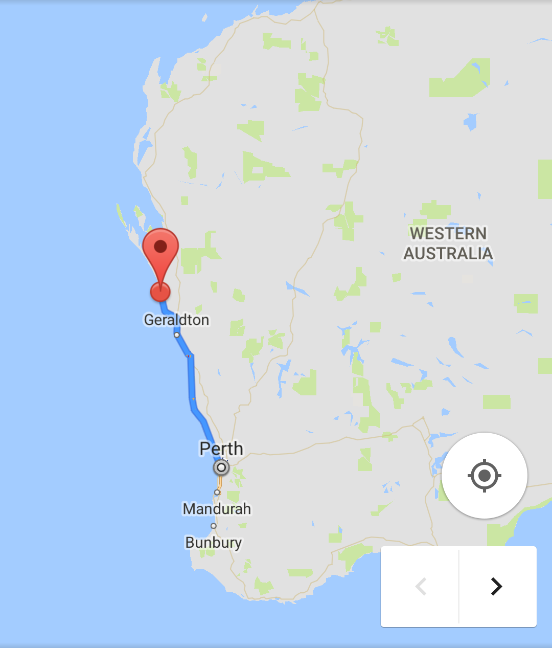 Rout to kalbarri from perth