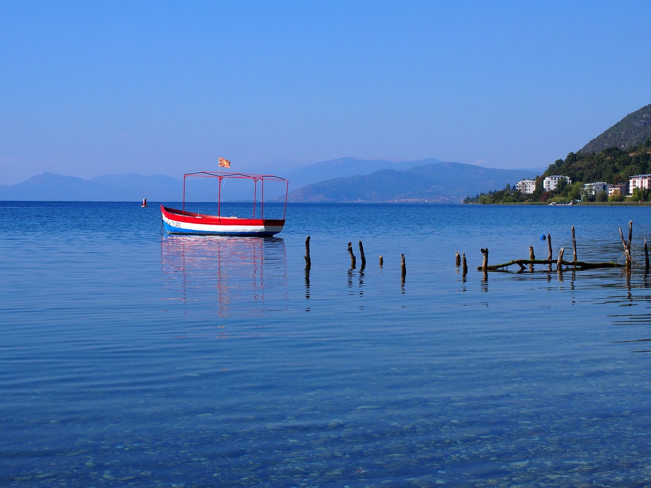 monolithic- boat in calm waters