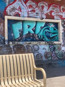 Fremantle street art opposite Clancys fish restaurant and bar