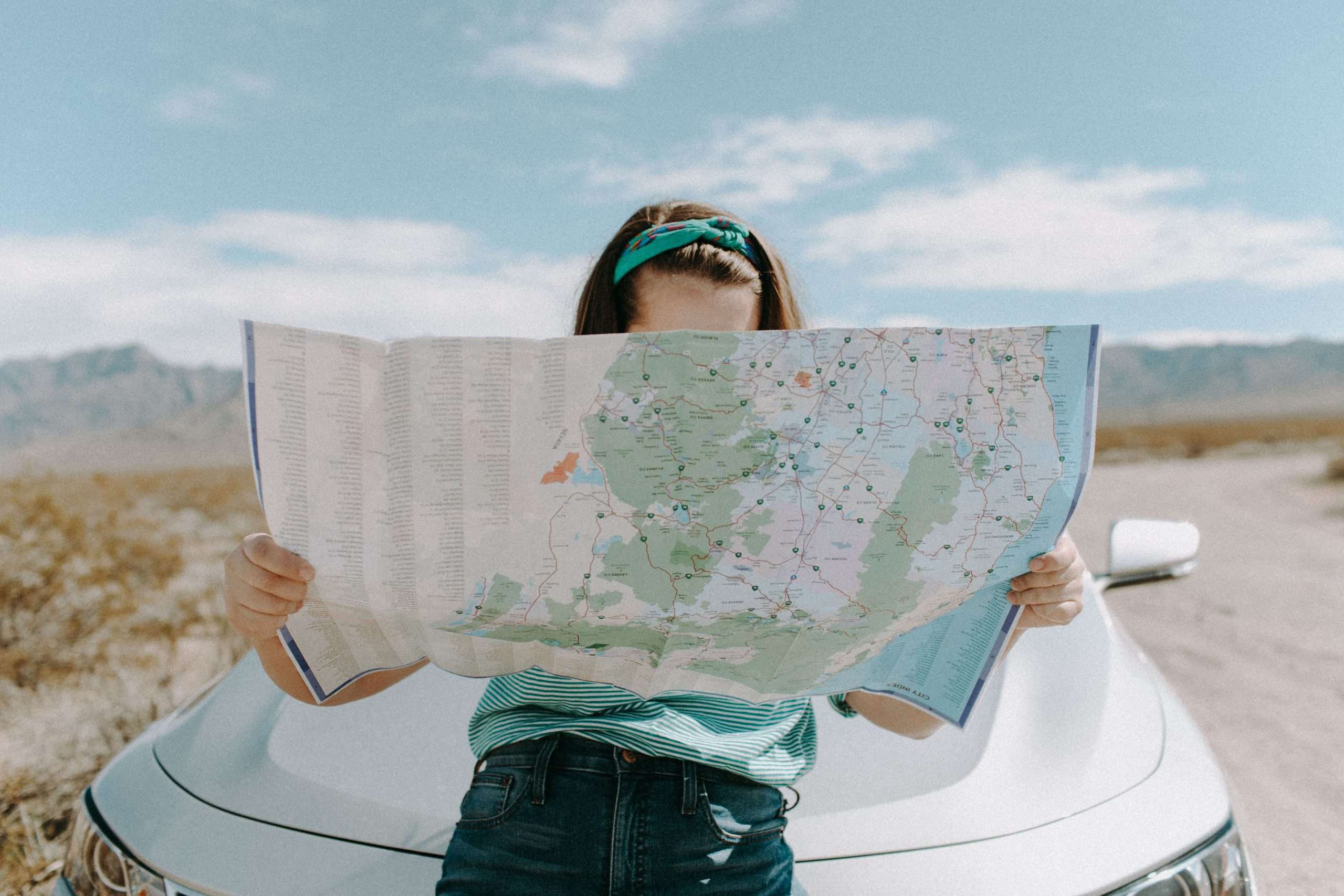 Woman looking at a map
