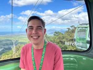 Flynn Rigby at Skyrail Rainforest Cableway happily enjoying his experience 