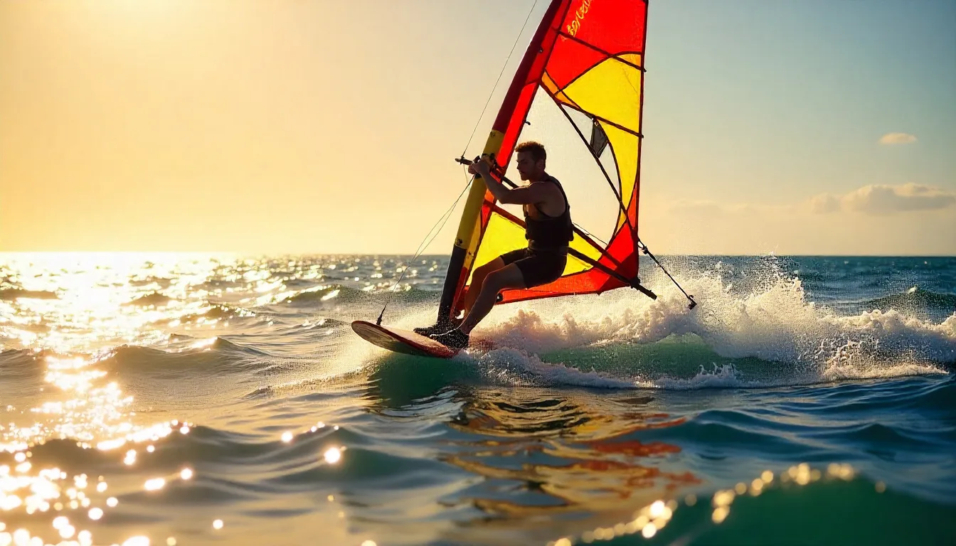 A professional windsurfer kitesurfing in perth