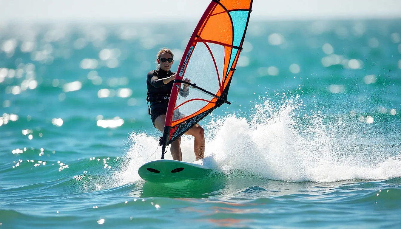 A professional windsurfer kitesurfing in adelaide