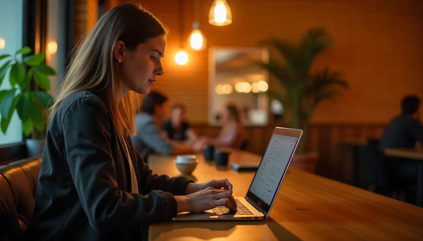 Young traveler using a laptop at a hostel space in Perth backpacker guide to perth