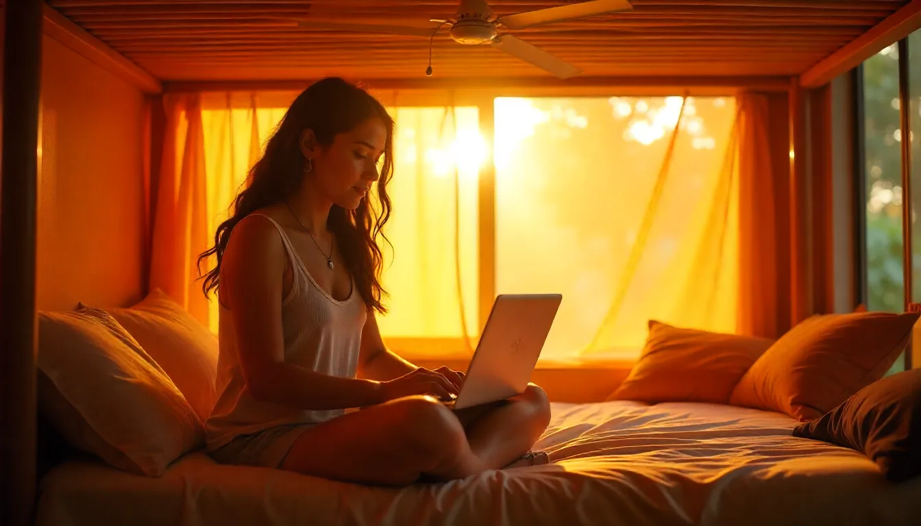 A relaxed, young, Indigenous Australian female traveler female backpacker hostels in darwin