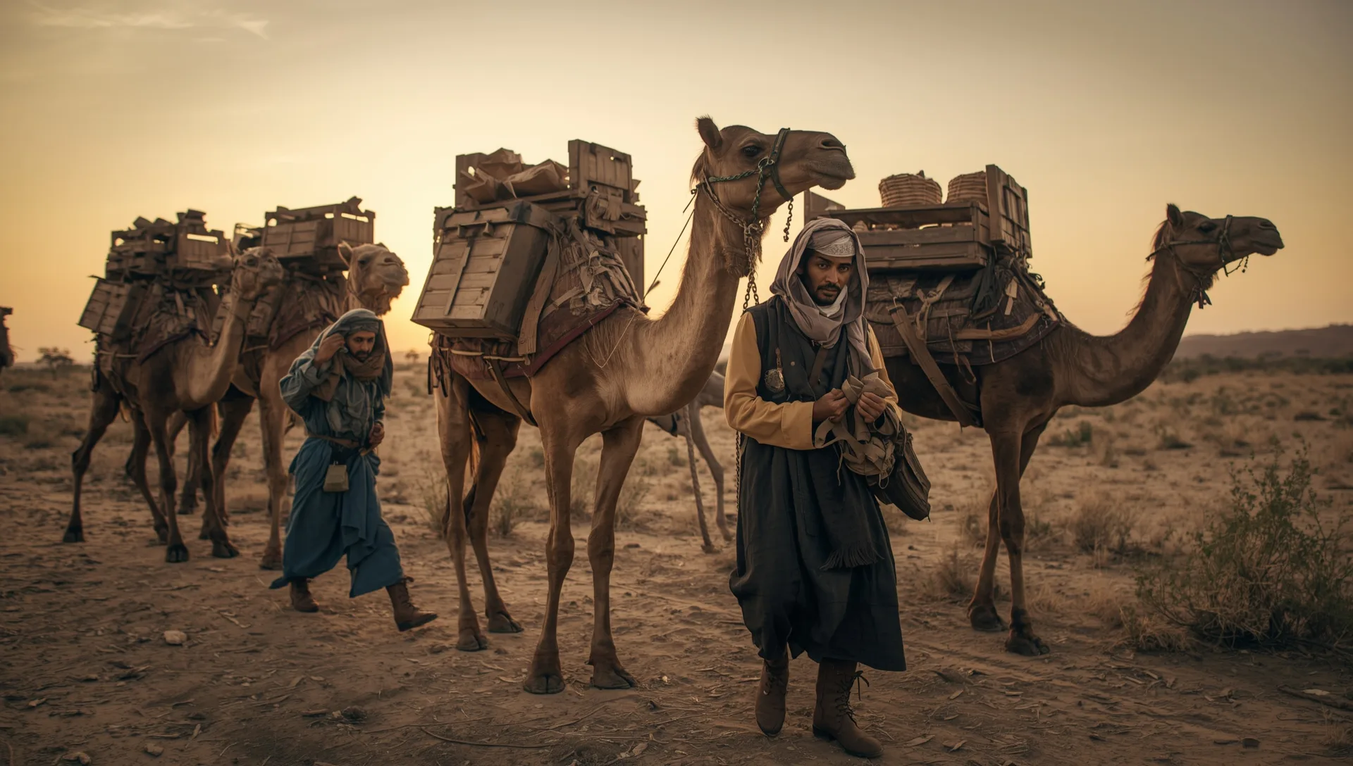Afghan cameleers in Australia setting up a camel caravan afghan cameleers in australia