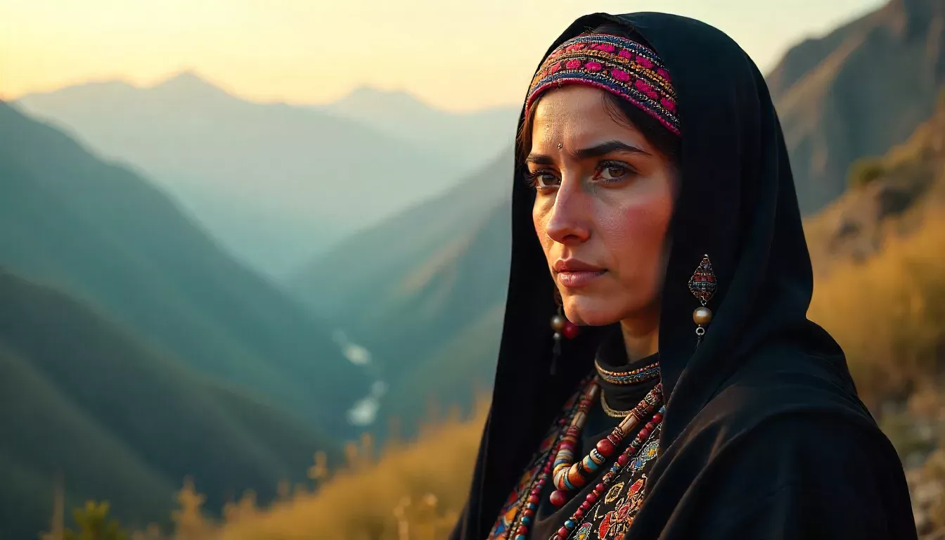 Close-up vibrant portrait of a Kalash woman kalash people